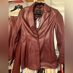 Brand New with tags attached -Burgundy 7 for all Mankind Faux Leather Jacket